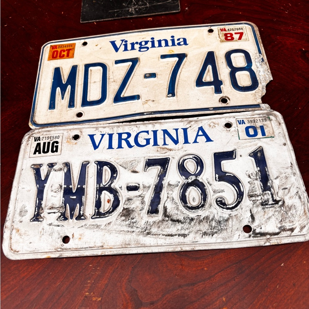 Virginia License Plates beat upSet - White and Blue, for cutting and crafts